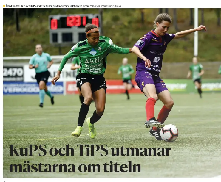  ?? FOTO: EMMI KORHONEN/LEHTIKUVA ?? Åland United, TiPS och KuPS är de tre tunga guldfavori­terna i Nationella Ligan.
■