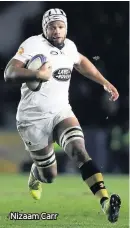  ??  ?? WASPS have re-signed South Africa number eight Nizaam Carr on a permanent basis.
Carr, 27, who appeared 96 times for the Cape Town-based Stormers since making his debut in 2012, spent three months at the Ricoh Arena last season, providing injury...