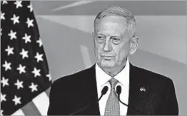  ?? EMMANUEL DUNAND/GETTY-AFP ?? Defense Secretary James Mattis told NATO members the U.S. could cut its support.