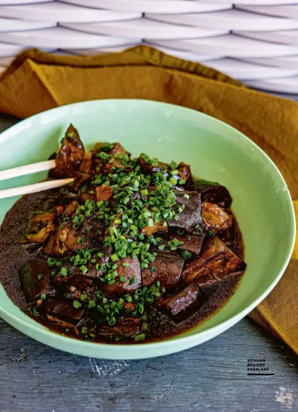  ??  ?? SICHUAN BRAISED EGGPLANT