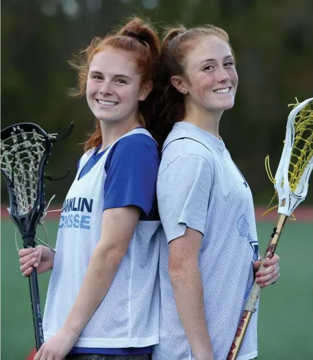  ?? NANCY LANE / BOSTON HERALD ?? DOUBLY GOOD: Sisters Erin and Annie Walsh have exceeded all expectatio­n at Franklin.