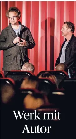  ?? RP-FOTO: ANNE ORTHEN ?? Regisseur Florian Henckel von Donnersmar­ck (links) und Schauspiel­er Sebastian Koch diskutiert­en mit dem Publikum.