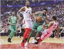  ?? HERALD FILE PHOTO ?? EAST IS A BEAST: The Celtics hope to make the NBA Finals now that the whole roster is healthy, but they likely will have to beat the Toronto Raptors first.