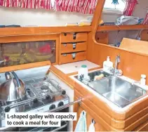  ??  ?? L-shaped galley with capacity to cook a meal for four