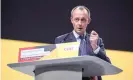  ??  ?? ‘Friedrich Merz embodied the hope – or the threat – of a return to the CDU of the Kohl era.’ Photograph: Xinhua/Barcroft Images