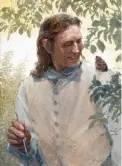  ??  ?? John Buxton, An Intimacy With Birds, oil on linen, 15 x 11”