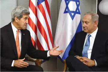  ?? (Darren Ornitz/Reuters) ?? US SECRETARY OF STATE John Kerry meets with Prime Minister Benjamin Netanyahu in Manhattan, in September.