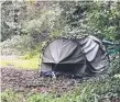  ?? ?? Homeless people are sleeping in tents in Neranwood Park in the Gold Coast hinterland.