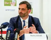  ??  ?? Rechtsanwa­lt Marko Harraß steht dem FC Rot-Weiß als Sanierungs­berater zur Seite. Foto: Sascha Fromm
