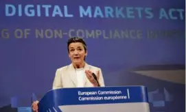  ?? ViRginiA mAYo/ASSoCiAtEd PRESS ?? Margrethe Vestager, the European Commission’s executive vice president, announced the investigat­ions on Monday.