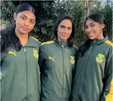  ?? ?? NEW Proteas, from left, Zia Pillay, Shireen Soobrathi and Azaria Pillay. They excelled at recent Karate South Africa (KSA) National event that was held in Bloemfonte­in.