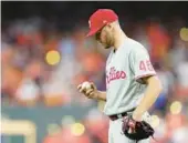  ?? CARMEN MANDATO/GETTY ?? Phillies ace Zack Wheeler allowed five runs on six hits in five innings Saturday, taking the loss against the Astros in Game 2 of the World Series.