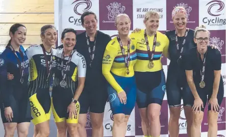  ?? Picture: SUPPLIED ?? EXCITING TIMES: Townsville’s Alicia Harris (right) on the podium after setting a new national track record.