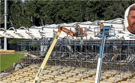  ?? ANDY MACDONALD/STUFF ?? Mike Sandle
Replacing the roof at Yarrow Stadium is taking longer than expected, so the West Stand will go uncovered during the Bulls’ NPC season.