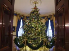  ?? CAROLYN KASTER — THE ASSOCIATED PRESS FILE ?? The official White House Christmas tree is seen in the Blue Room during the 2018 Christmas Press Preview at the White House in Washington.