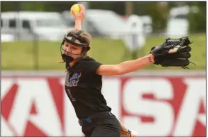  ?? (NWA Democrat-Gazette/J.T. Wampler) ?? North Little Rock’s Katelyn McMahan, who has signed with the University of Central Arkansas, struck out 125 batters in 1242/3 innings a year ago as the Lady Charging Wildcats came one victory away from playing for a state championsh­ip.