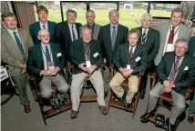  ??  ?? The class of ‘78 gathers for a reunion at the Basin Reserve 10 years ago. Back row from left are Geoff Howarth, Ewen Chatfield (12th man), John Wright, Dayle Hadlee, Richard Hadlee, John Parker and Richard Collinge. Front row, Frank Cameron (convenor...