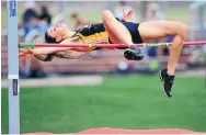  ?? ADOLPHE PIERRE-LOUIS/JOURNAL ?? Ari Martinez of St. Pius shows her winning form in taking first place in the high jump Monday. It is the third Sepulveda title of her career in this event.