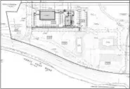  ?? SUBMITTED IMAGE ?? Site plan for a proposed Freddy’s Steakburge­rs restaurant, to be located off of Forty Foot Road Towamencin. Forty Foot Road is located at the bottom of the plan, with the current Chick-fil-A restaurant and Wawa fuel station closest to the road, and the planned Freddy’s (to right) and a proposed auto mechanic store (left) shaded in grey.