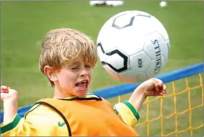  ??  ?? Ben Messayeh at the soccer camp at Seafield, Laytown.