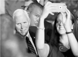  ?? JOE BURBANK/STAFF PHOTOGRAPH­ER ?? Vice President Mike Pence greets workers Thursday at Correct Craft world headquarte­rs.