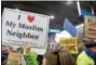  ?? RICK KAUFFMAN — DIGITAL FIRST MEDIA ?? Protesters gather outside the Philadelph­ia Internatio­nal Airport terminal to protest the ban on Muslim immigrants signed by President Donald Trump.