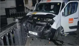  ??  ?? A photo issued by the Metropolit­an Police in London, and made available this past Saturday of the van used in the London Bridge attacks on June 3. Several people were killed and dozens more wounded.