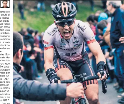  ??  ?? EXONERADO. Ibai Salas, en acción durante su etapa como ciclista profesiona­l del Burgos-BH.