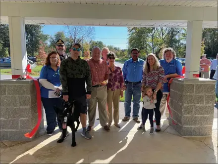  ?? SUBMITTED PHOTO ?? From left to right, following the ribbon cutting to christen Joseph Catov Junior Park. Supervisor Theresa Santalucia, Captain Matt Herkner, Jonathan Catov, Jager, Joe Catov, Township Manager Mimi Gleason, Patti Catov, Supervisor Raj Kumbhardar­e, Lindsey Catov, Camillaand Supervisor Joshua Anderson.