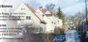  ??  ?? Södra Ängby: 22 020 000 kr Äppelviken: 20 800 000 kr Äppelviken: 20 300 000 kr