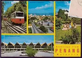  ??  ?? A postcard showing places of interest in Penang. (Inset) Postcards in the 19th century were mostly plain and unattracti­ve.