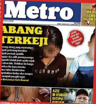  ??  ?? LAPORAN muka depan Harian Metro,
Khamis lalu.