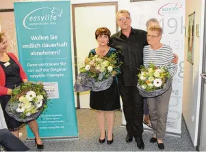  ?? Foto: easylife ?? Erfolgreic­h abgenommen: Glückwünsc­he gab es für drei Teilnehmer der easylife Therapie. Für die Besucher der Vorher Nachher Show hatten sie viele Tipps parat.