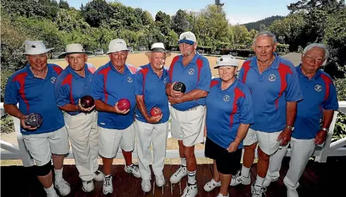  ?? PHOTO: MARTIN DE RUYTER/ FAIRFAX NZ ?? Ngawhatu Bowling Club members John Rice, left, Barry Prendergas­t, Glenn Bowden, Bob Spearman, Stephen Bond, Kay Forsyth, Warwick Inwood and Doug Kenning will be celebratin­g the club’s 75th anniversar­y.