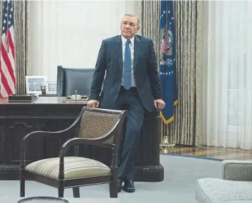  ?? David Giesbrecht/netflix ?? Kevin Spacey’s character Frank Underwood stands in the Oval Office in “House of Cards,” season four. Spacey was arraigned last week on charges of sexually assaulting a teen.