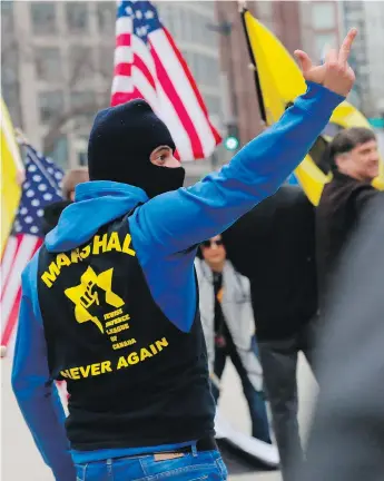  ?? ANDREW BIRAJ / AFP / GETTY IMAGES ?? A recent protest in Washington involving the Jewish Defence League’s Canadian branch turned violent.