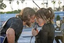  ?? NEAL PRESTON / WARNER BROS. PICTURES AND METRO GOLDWYN MAYER PICTURES ?? Bradley Cooper and Lady Gaga in a scene from the film “A Star Is Born.”