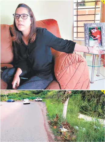  ?? FOTO: EL HERALDO ?? (1) Tatiana Núpez, madre del joven carlos collier, essera que se haga justicia en el crimen de su hijo. (2) En el lugar donde due abandonado el cadáver del joven aún se encuentran varias eores.