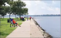  ?? Ernest A. Brown/The Call ?? Sabin Point Park, a shorefront oasis at the end of Shore Road in Riverside, shown here on Friday, is a quick getaway for fishermen, families enjoying a picnic, or a nice spot to just beat the summer heat.