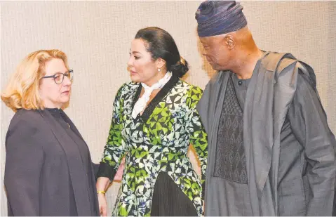  ?? ?? German Minister of Economic Developmen­t and Cooperatio­n, Svenja Schulze( left); Minister of Industry, Trade and Investment, Doris Uzoka- Anite and Minister of Finance and Coordinati­ng Minister of the Economy, Olawale Edun, during a bilateral Inter- ministeria­l meeting among some Nigerian ministers and their German counterpar­t in Abuja.