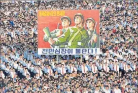  ?? REUTERS ?? A rally at Pyongyang’s Kim Il Sung Square in support of North Korean leader Kim Jong Un.