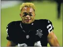  ?? CHRIS UNGER — GETTY IMAGES, 2020 ?? The Raiders need more consistenc­y and fewer penalties from safety Johnathan Abram.