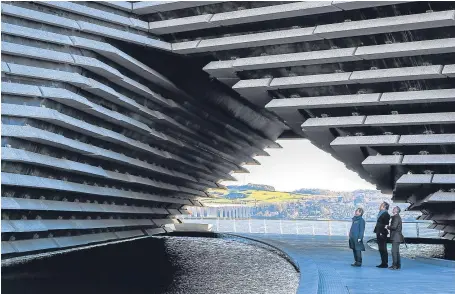  ?? Pictures: Steven Brown. ?? Kengo Kuma checks the progress of the V&A building during a recent trip to Dundee.