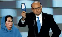  ?? PHOTO: REUTERS ?? Khizr Khan and his wife Ghazala on stage at the Democratic National Convention last week. Their son, a US Army officer, died in Iraq.