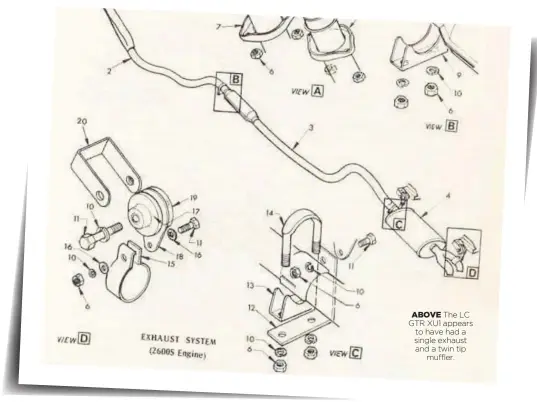  ??  ?? ABOVE The LC GTR XU1 appears to have had a single exhaust and a twin tip muffler.