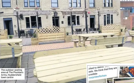  ??  ?? The outdoor seating area at The Plumbers Arms, Huddersfie­ld town centre