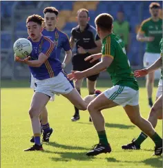  ??  ?? Wicklow’s Conor Byrne on the attack against Meath.