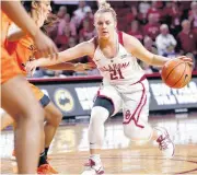  ??  ?? After losing to Oklahoma State, Oklahoma’s Gabbi Ortiz said the Sooners hope to get back on track Wednesday against Kansas.