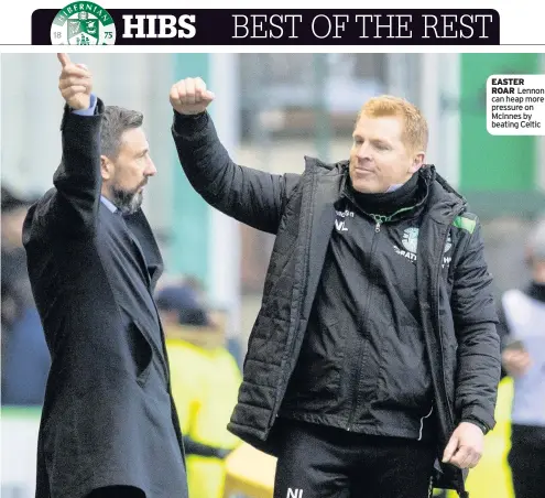  ??  ?? EASTER ROAR Lennon can heap more pressure on McInnes by beating Celtic