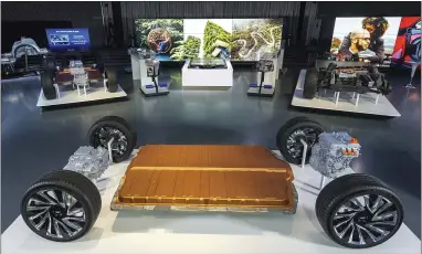  ?? STEVE FECHT — GENERAL MOTORS ?? General Motors revealed an all-new modular platform and battery system, Ultium, on Wednesday. The company expects to produce all-electric models from Chevrolet, Cadillac, GMC and Buick as early as this year.